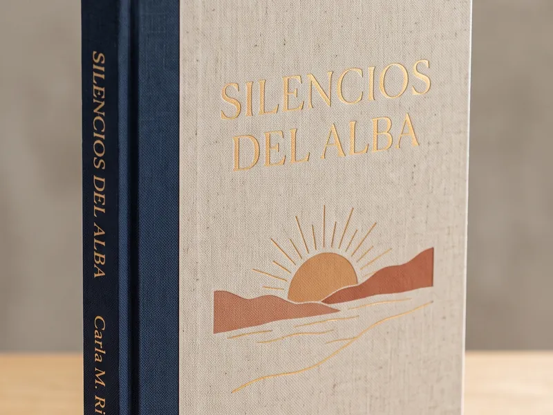 Libro de tapa dura en lino con ilustración dorada